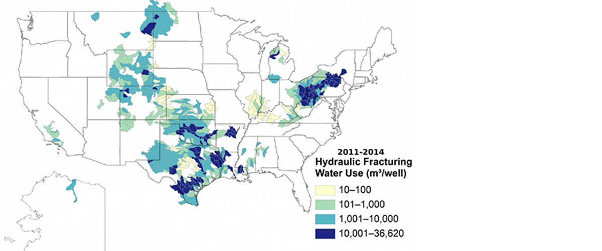 Uso de agua para fracking en EEUU (Fuente: USGS)
